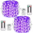 thumbnail image 1 of Morttic 2 Set Battery Operated Fairy Lights , 33FT 100 LED Copper Wire String Lights with Remote Control Timer 8 Modes for Garden, Christmas Party, Indoor and Outdoor Decor,Purple, 1 of 12