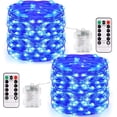 thumbnail image 1 of Morttic 2 x Fairy Lights Battery Operated, 8 Mode 33Ft 100 LEDs Copper Wire String Lights with Remote Control for Bedroom Christmas Party Wedding Decoration ,Blue, 1 of 15
