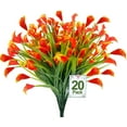 thumbnail image 1 of Morttic 20 Bundles Calla Lily Artificial Flower Plants Outdoor Decoration, UV Resistant Faux Fake Plants Plastic Spring Flower Indoor Outside Hanging Planter Home Kitchen Garden Porch Decor (Orange), 1 of 11