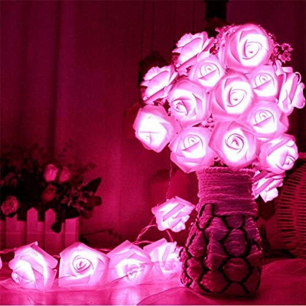 Morttic 20 Led Battery Operated String Romantic Flowers Rose Fairy