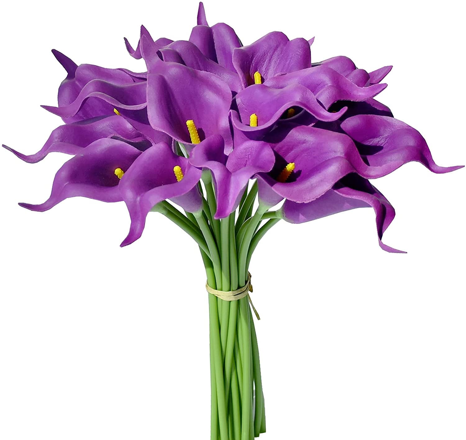 Morttic 20PCS Artificial Flowers Calla Lily Flowers Real Touch Silk Fake Flowers Bouquet for Wedding Bouquet Home Party Wedding Home Wall Decor, Purple