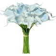 thumbnail image 1 of Morttic 20pcs Artificial Calla Lily Silk Flowers 13.4" for Home Kitchen Wedding Table Decoration (Light Blue), 1 of 18