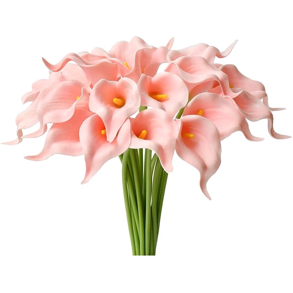 Morttic 20pcs Artificial Calla Lily Silk Flowers 13.4" for Home Kitchen Wedding Table Decoration (Pink)