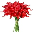 thumbnail image 1 of Morttic 20pcs Artificial Calla Lily Silk Flowers 13.4" for Home Kitchen Wedding Table Decoration (Red), 1 of 18