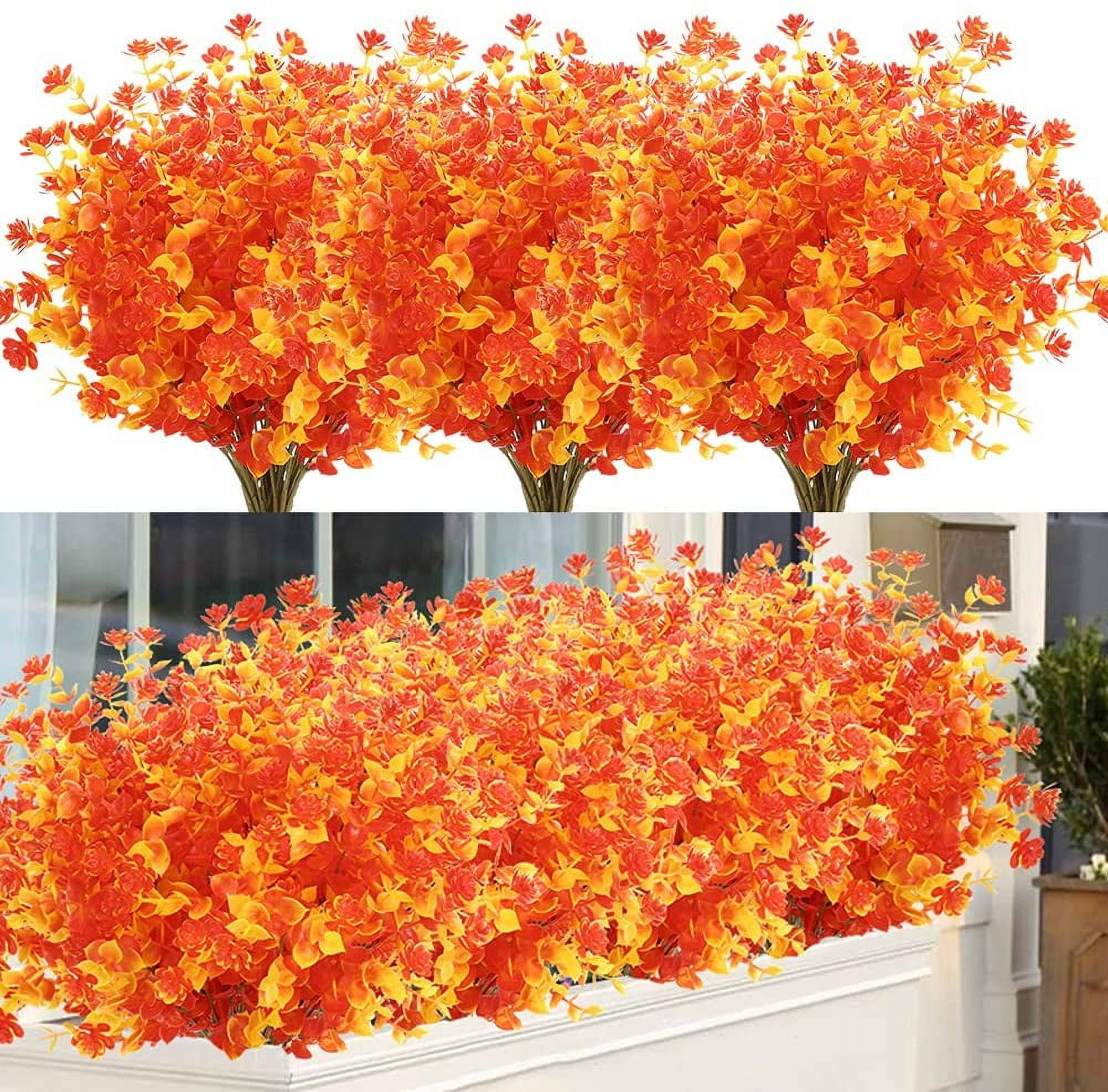 Morttic 24 Bundles Artificial Fall Flowers No Fade Faux Autumn Plants, Fake Indoor Outdoor Greenery for Thanksgiving Christmas Wedding Party Home Garden Fireplace Decor (Gold Yellow)