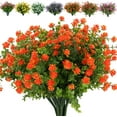 thumbnail image 1 of Morttic 24 Bundles Artificial Flowers Fake Boxwood Shrubs UV Resistant No Fade Faux Greenery Faux Plastic Lotus for Home Garden Hanging Planter Indoor Porch Patio Office Wedding Decoration(Orange Red), 1 of 6