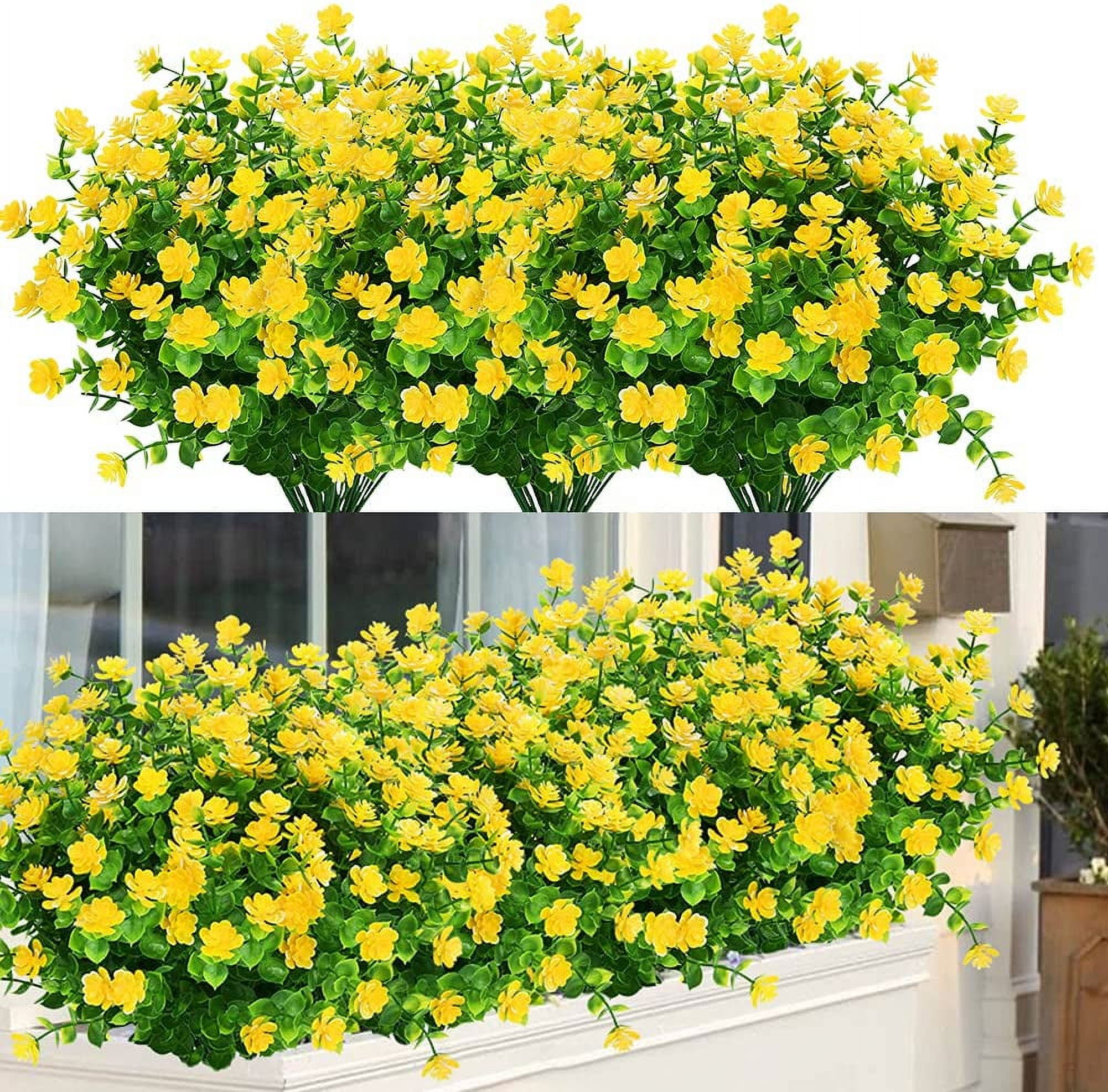 Morttic 24 Bundles Outdoor Artificial Flowers UV Resistant Fake Boxwood ...