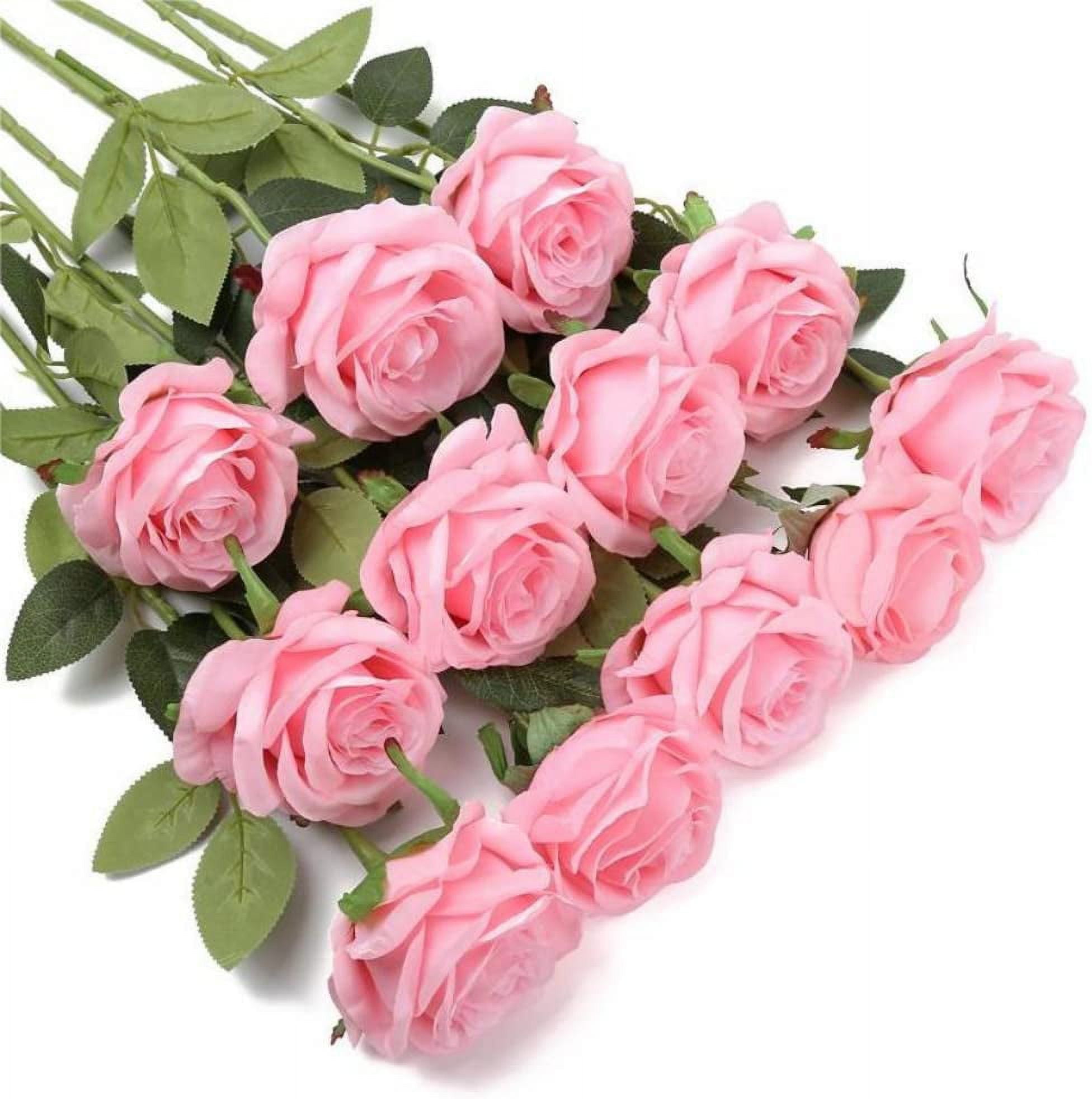 Morttic 24Pcs Roses Artificial Flowers Bulk Fake Silk Black Roses Bouquet with Long Stem, Faux