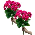 thumbnail image 1 of Morttic 2PCS 14'' Artificial Geraniums Silk Flowers Plants Home Outdoor Decor Garden Window Box, 1 of 5