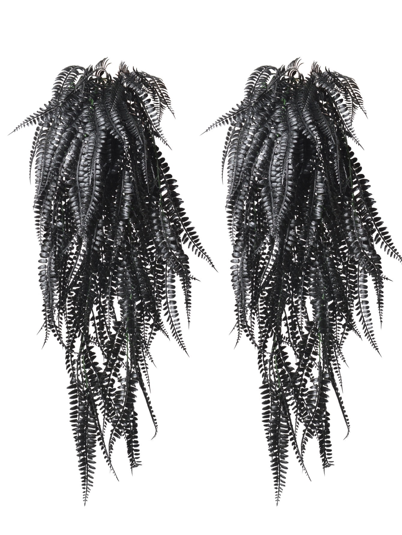 Morttic 2Pack Artificial Black Boston Fern Plants Vines Fake Hanging Rattan Plant for Autumn Thanksgiving Indoor Outdoor Home Decoration