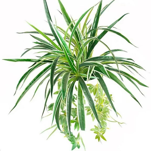 Morttic 2Pack Artificial Flowers Spider Plants Fake Silk Plant Faux Greenery Artificial Plants for Home Garden Office Wedding Decoreation (Not Include Hanging Basket)