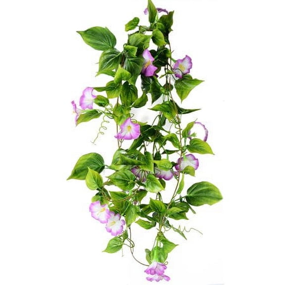 Morttic 2Pcs Artificial Flower Vine, Morning Glory, Decoration, Encrypted Fake Flower, Leaf, Vine, Rattan (Purple)