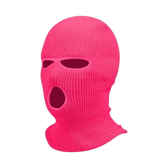 Morttic 3 Hole Knitted Full Face Cover Ski Mask Winter Balaclava Warm Full Face Mask Windproof Hat for Outdoor Sports, Hot Pink