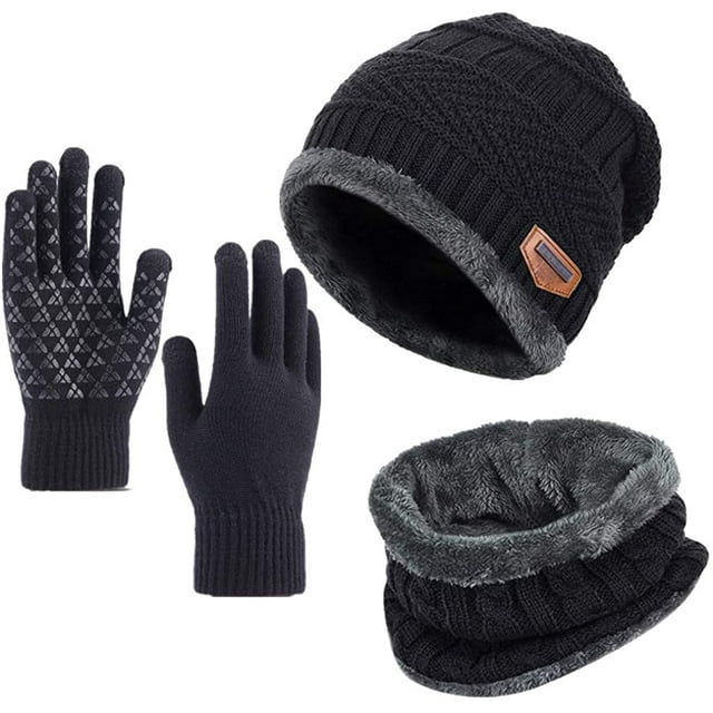 Morttic 3 in 1 Winter Hat Scarf Gloves Set for Men and Women Warm ...