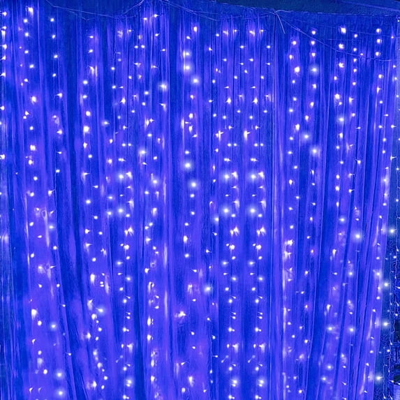 Morttic 300 LED Window Curtain String Light Wedding Party Home Garden Bedroom Outdoor Indoor Wall Decorations,Blue