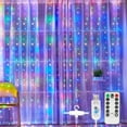thumbnail image 1 of Morttic 300 LEDs Curtain String Light, 9.8FT x 9.8FT 8 Lighting Modes Fairy Window String Lights Wedding Party Home Garden Bedroom Outdoor Indoor Wall Decorations (Multicolor), 1 of 13