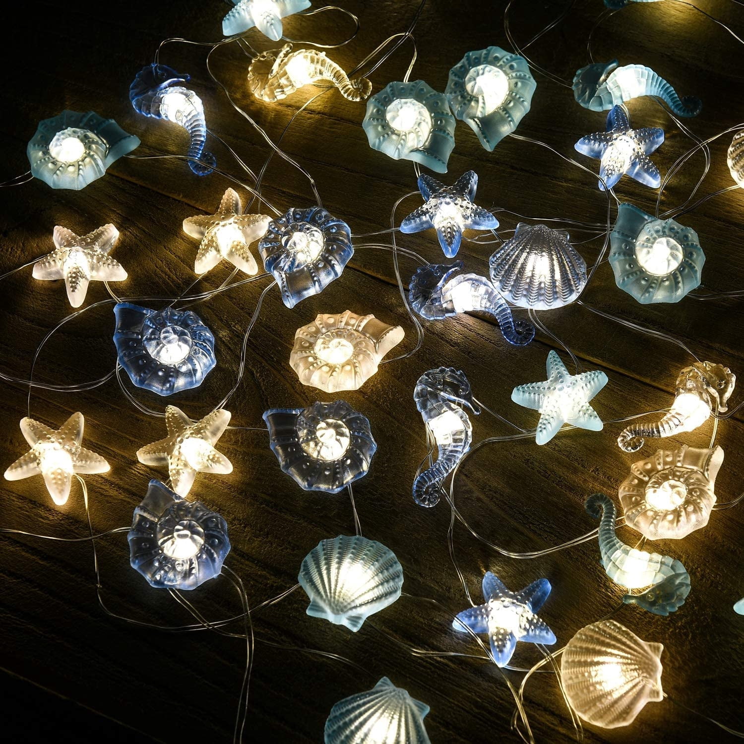 Morttic 30LEDs String Lights Battery 8 Modes Under the sea Ocean Beach ...