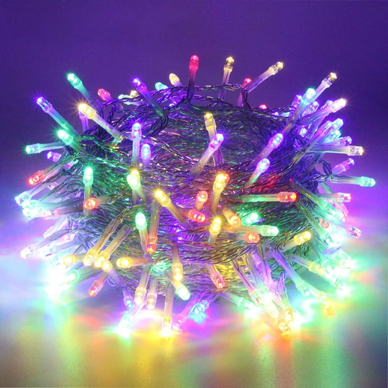 Morttic 33ft 100 LED String Lights Plug in String Lights 8 Modes Waterproof for Indoor Outdoor Christmas Tree Wedding Party Bedroom Multicolor