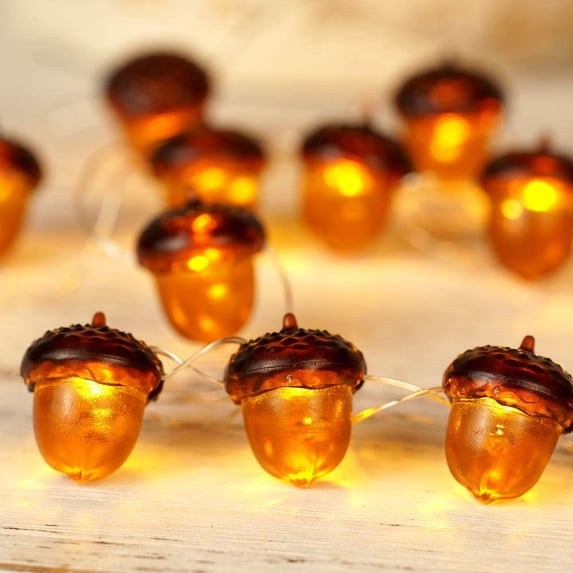 Morttic 3D Acorn Fall Decor Harvest String Lights Battery Powered with Remote and Timer 10ft 30 LEDs Thanksgiving Decorations for Christmas Party Autumn Tree Ornaments