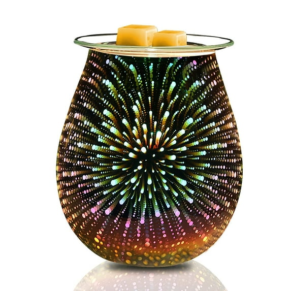 Morttic 3D Oil Burner Electric Candle Wax Warmer Burner Melter Fragrance Warmer for Home Office Bedroom Aromatherapy Gift& Decor (Fireworks)