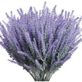 thumbnail image 1 of Morttic 4 Bundles Lavender Artificial Flowers Fake Plastic Plant Faux Silk Flocked Greenery Stems Bridal Bouquet for Wedding Centerpieces Home Office Kitchen Garden Decor (Purple), 1 of 7
