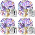 thumbnail image 1 of Morttic 4 Pack 33Ft 100 LED Fairy Lights Battery Operated, String Lights with 8 Modes Remote Control Timer Waterproof Copper Wire Twinkle Lights for Bedroom Wedding Party Christmas Decor, Multicolor, 1 of 15
