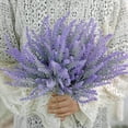 thumbnail image 1 of Morttic 4 Pcs Artificial Flowers Flocked Plastic Lavender Bundle Fake Plants Wedding Bridle Bouquet Indoor Outdoor Home Kitchen Office Table Centerpieces Arrangements Christmas Decor, 1 of 9