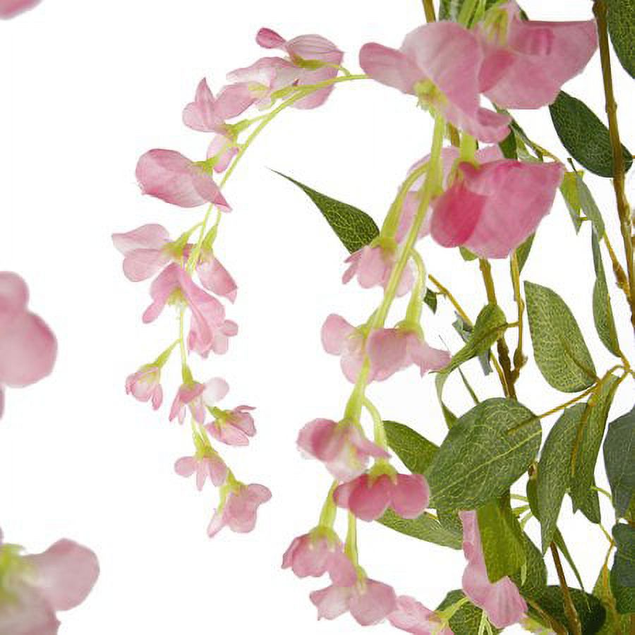 Morttic 4PCS 200CM Hanging Artificial Flowers Garland Silk Wisteria Fake Garden Ivy Rattan Plants Vines Decor Wedding Party Home, Light Pink