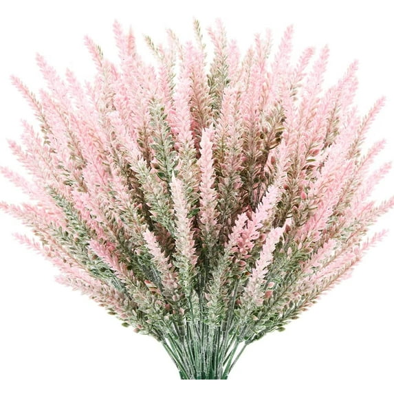 Morttic 4Pcs Artificial Flowers Flocked Lavender Bouquet in Purple Bridal Home DIY Floor Garden Office Wedding Decor (Pink)