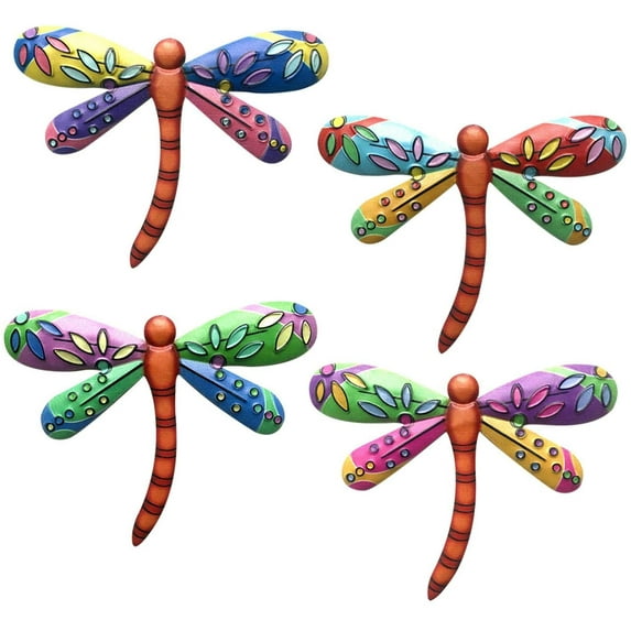 Morttic 4Pcs Metal Dragonfly Bedroom Outdoor Garden Backyard Living om Patio Bathroom Porch Gift Iron Art Balcony Hanging Home Wall Decor