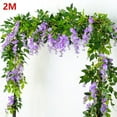 thumbnail image 1 of Morttic 4pcs Artificial Flowers Silk Wisteria Garland Vine Rattan Hanging for Home Garden Outdoor Ceremony Wedding Arch Floral Decor, Purple, 1 of 11