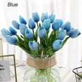 thumbnail image 1 of Morttic 5/10Pack Artificial Tulip Flowers 13.5 Inch PU Real Touch Tulip Bouquet Flowers Bridal Bouquets for Home Kitchen Wedding Office Party Decorations (Blue ,10pcs), 1 of 9