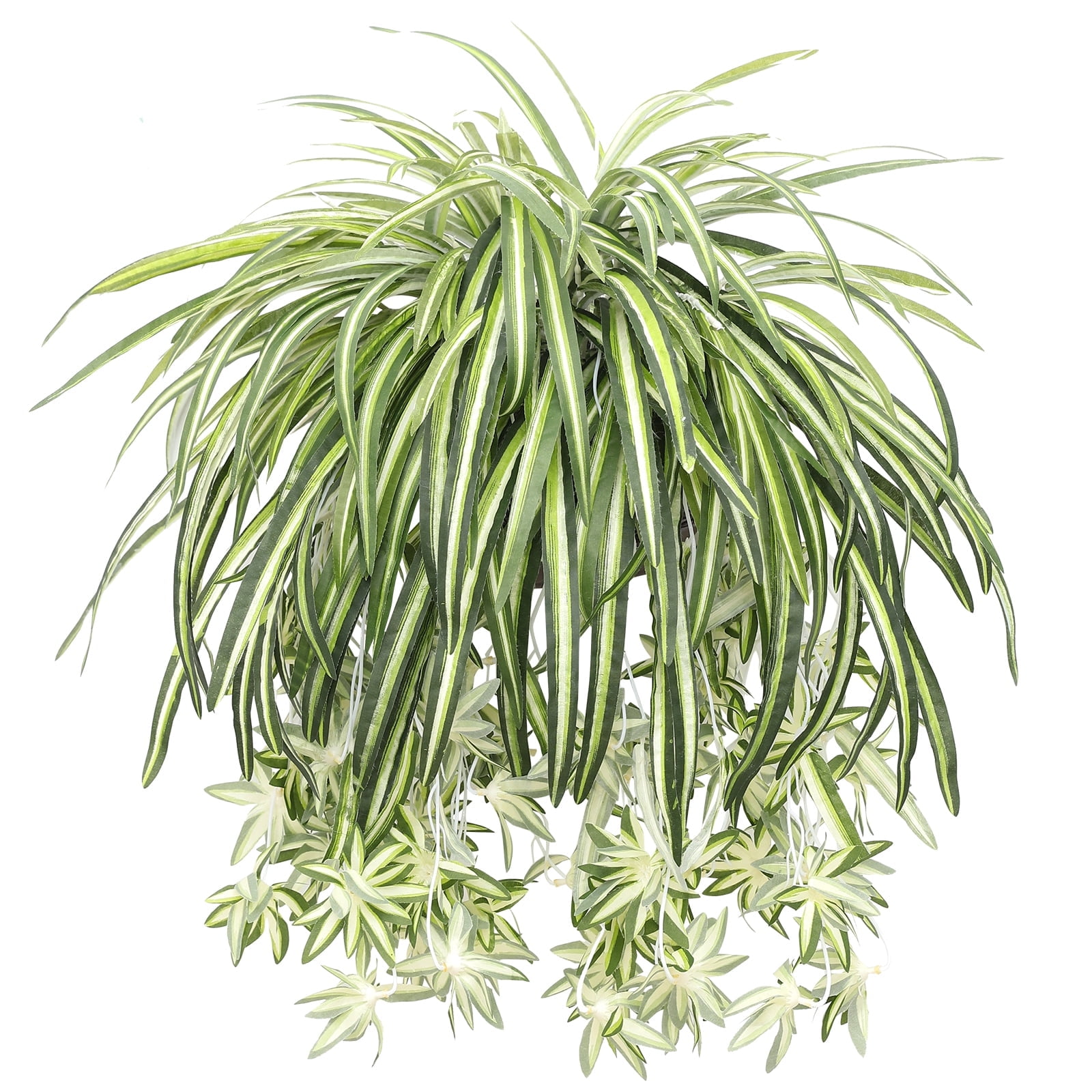 Morttic 5 Pack Faux Flowers Spider Plant Fake Greenery Plant Hanging Basket Ivy Green Leaves Wall Hanging Plants for Home Garden Office Wedding Decoration