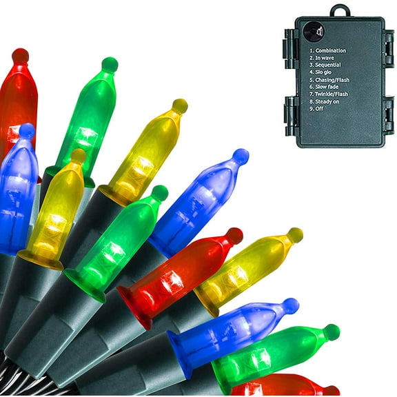 Morttic 50 LED Christmas Lights, 16 FT Mini String Light with 8 Modes, Waterproof Tree Lights for Outdoor Indoor Outdoor Patio Garden Party Wedding Christmas Decorations (Multicolor, 1)