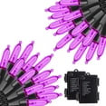 thumbnail image 1 of Morttic 50 LED Christmas Mini String Lights, 16 Ft Battery Operated Christmas Mini String Lights with 8 Lighting Modes, Indoor Outdoor Christmas Mini Fairy String Lights (2 Pack, Purple), 1 of 6