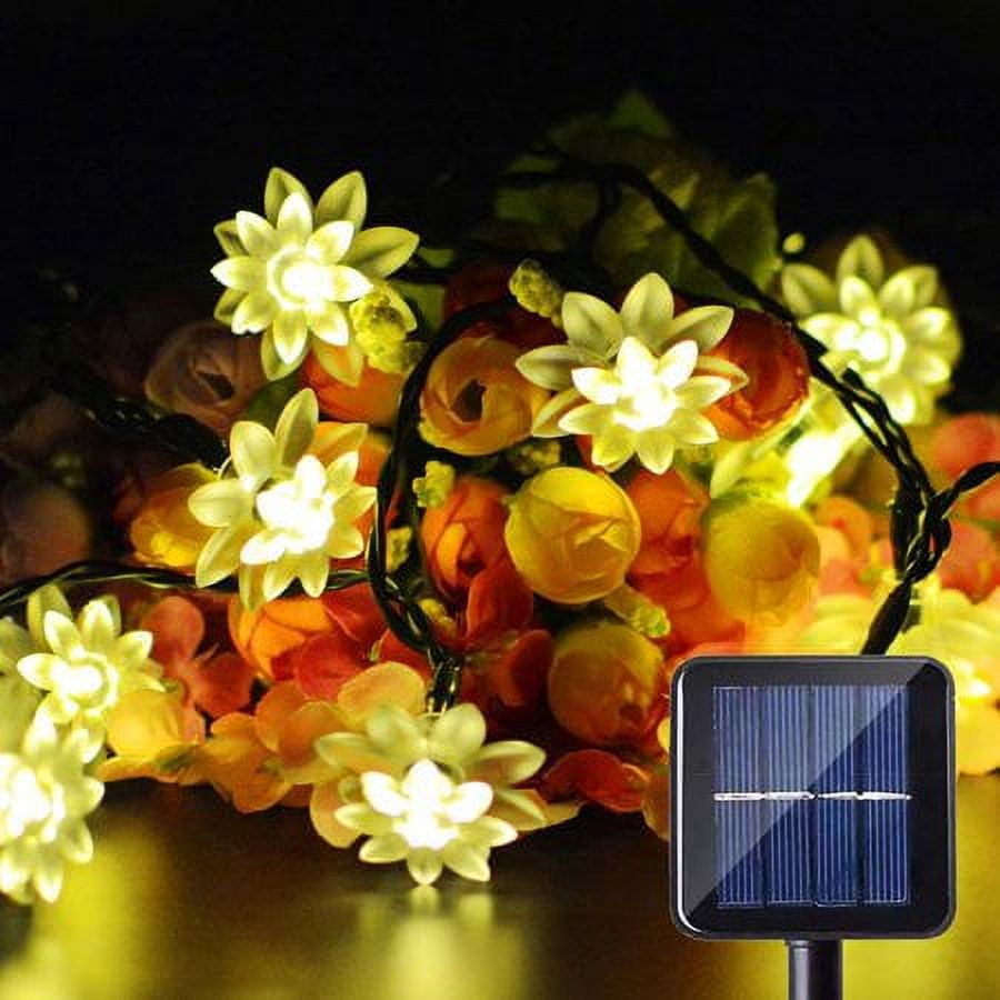 Lotus Light String Morttic 5M 20LEDs Solar Powered Lotus Flower Fairy Twinkle String ...