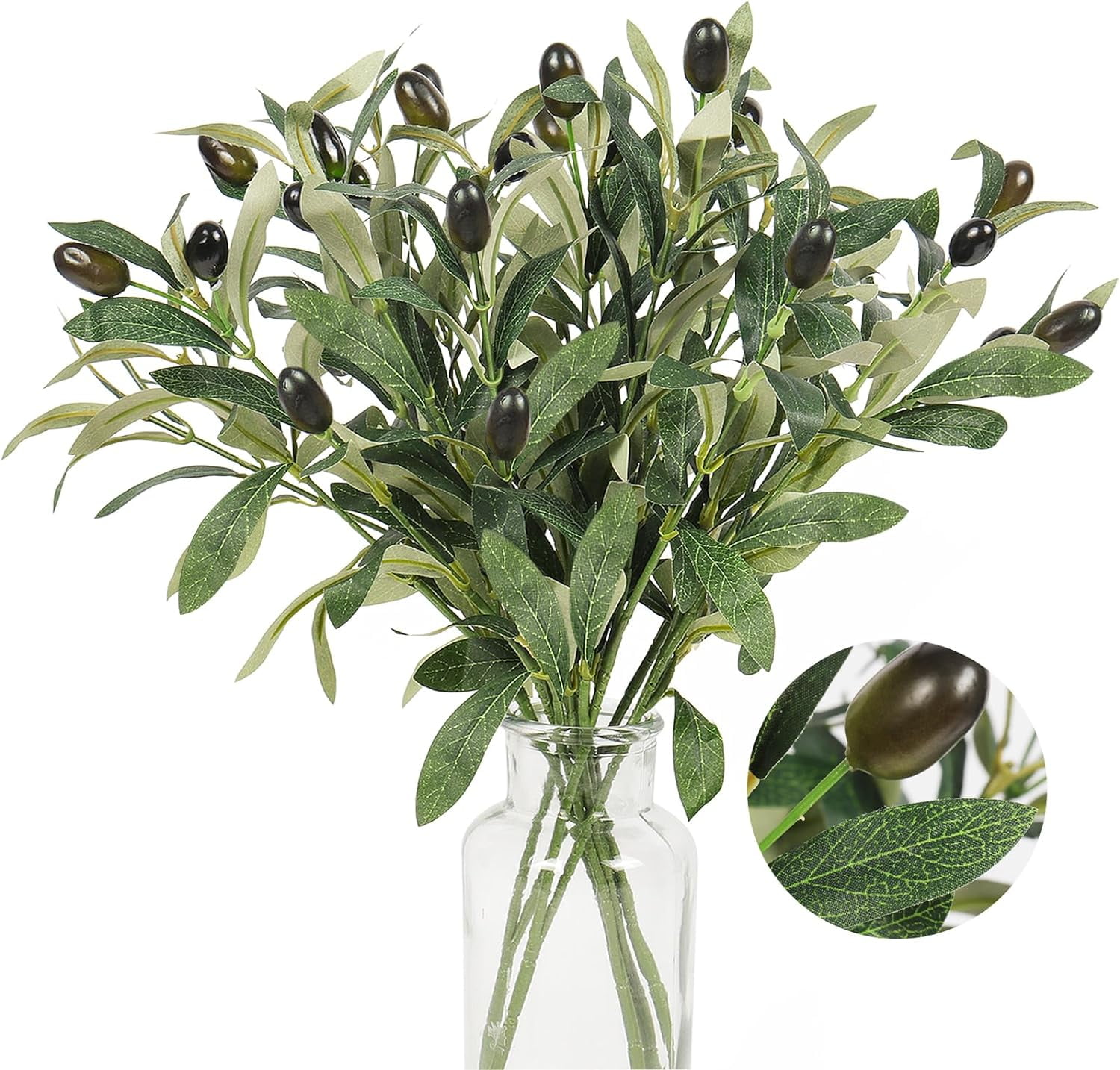 Morttic 5pcs Artificial Olive Branches Olive Branch Stems Faux Olive