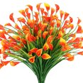 thumbnail image 1 of Morttic 6 Bundles Artificial Calla Lily Fake Flowers, Outdoor UV Resistant Faux Plants for Wedding Office Home Garden Decor(Orange Red), 1 of 7
