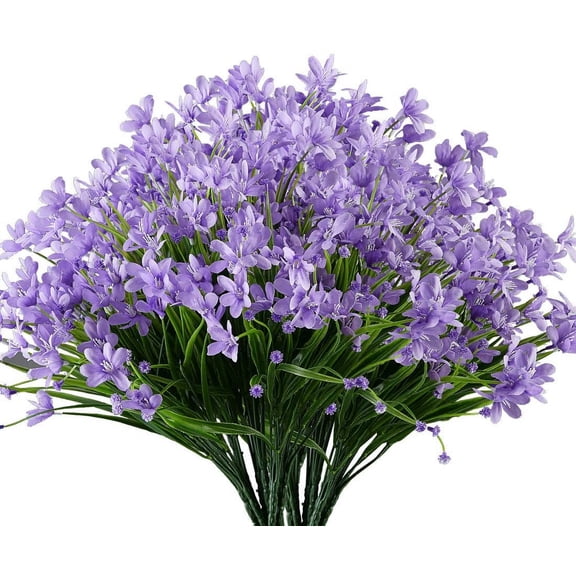 Morttic 6 Bundles Artificial Daffodils Flowers, Outdoor UV Resistant Fake Artificial Greenery No Fade Faux Plastic Plants for Home Garden Kitchen Office Table Vase (Purple)
