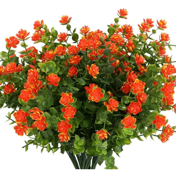 Morttic 6 Bundles Artificial Fall Flowers No Fade Faux Autumn Plants, Fake Indoor Outdoor Greenery Fall Decorations for Thanksgiving Christmas Wedding Party Home Garden Fireplace Decor