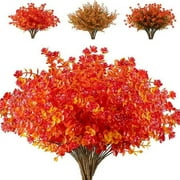 Morttic 6 Bundles Artificial Fall Flowers, Outdoor UV Resistant Flowers Greenery Shrubs for Autumn Floral Arrangement, Hanging Baskets, Home Garden Decor (Gold red)