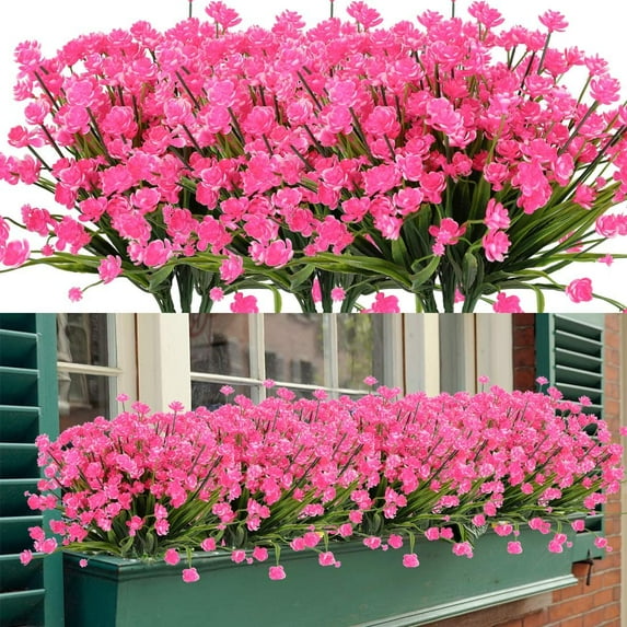 Morttic 6 Bundles Artificial Flowers,Outdoor UV Resistant Fake Camellia No Fade Faux Plastic Greenery Plants for Wedding Bridle Bouquet Indoor Outside Home Garden Kitchen Office Table Vase (Pink)