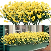 Morttic 6 Bundles Artificial Flowers,Outdoor UV Resistant Fake Camellia No Fade Faux Plastic Greenery Plants for Wedding Bridle Bouquet Indoor Outside Home Garden Kitchen Office Table Vase (Yellow)