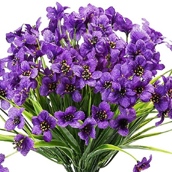 Morttic 6 Bundles Artificial Flowers Outdoor UV Resistant Fake Flowers No Fade Faux Plastic Plants Garden Home Wedding Farmhouse Decor(Purple)