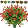 thumbnail image 1 of Morttic 6 Bundles Artificial Flowers, Outdoor UV Resistant Fake Flowers Plastic Greenery Shrubs Plants for Floral Arrangement, Hanging Baskets, Home Garden Decor  (Red), 1 of 8