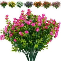 Morttic 6 Bundles Artificial Flowers, Outdoor UV Resistant Fake Flowers Plastic Greenery Shrubs Plants for Floral Arrangement, Hanging Baskets, Home Garden Decor  (Pink)