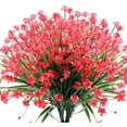 thumbnail image 1 of Morttic 6 Bundles Artificial Flowers for Outdoors UV Resistant Plastic Flowers Fake Plants Spring Flowers in Bulk for Indoor Outdoor Cemetery Home Wedding Vase Pots Decorations (Red), 1 of 7