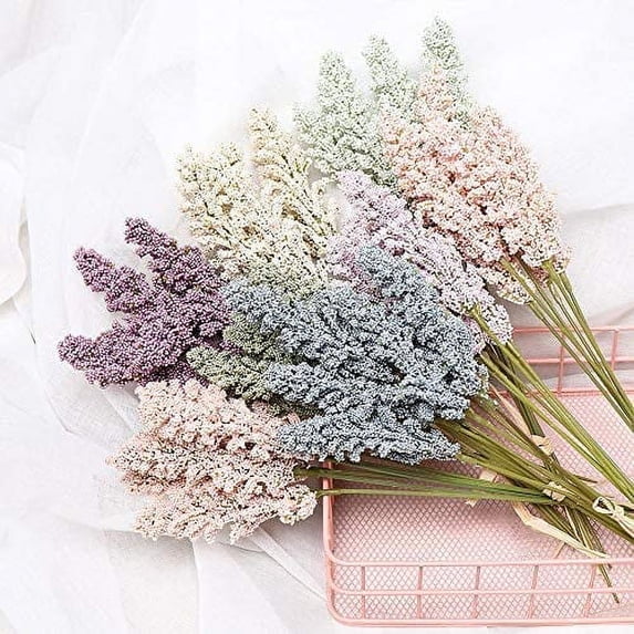 Morttic 6 PCS/Bouquet Foam Flowers Bulk, Artificial Vanilla Berry Spike Flowers Cereals Plant Heap for Home Wall Party Decor (Pink)