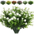 thumbnail image 1 of Morttic 6 Pcs Artificial Flowers, Outdoor UV Resistant Fake Plants Faux Greenery Shrubs Plastic Flowers for Indoor Outside Home Garden Wedding Office Decor(White), 1 of 12