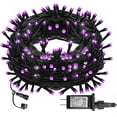 thumbnail image 1 of Morttic 66FT 200 LED Christmas Lights, Christmas String Lights Plug in with 8 Modes, Waterproof Christmas Decorations for Xmas Indoor Outdoor Party Home Tree Decor, Purple, 1 of 7